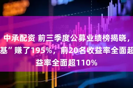 中承配资 前三季度公募业绩榜揭晓，“状元基”赚了195%，前20名收益率全面超110%
